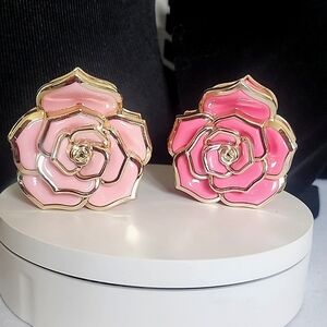 Set of 2 Pink Rose Flower Hair Claw Clips New